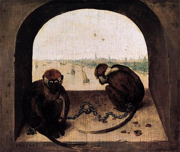 Pieter Bruegel the Elder Two Chained Monkeys France oil painting art